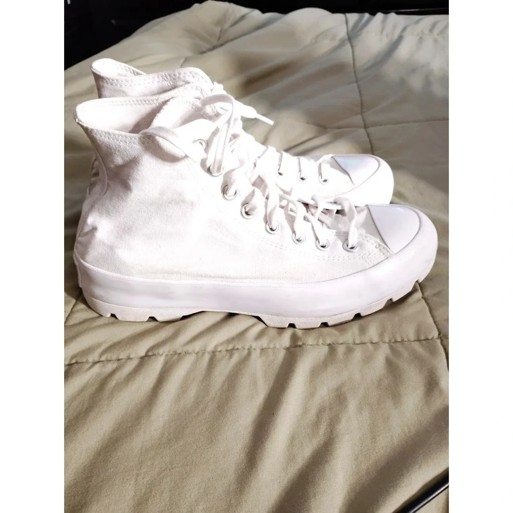 Converse Chuck Taylor Women 10 Lugged Platform High Top Preppy‎ White Sneakers - Picture 5 of 11